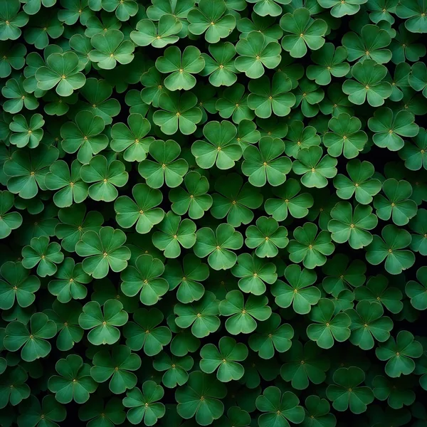 A dense mat of small overlapping clover leaves filling the frame, deep shadow between them